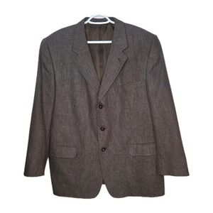 Versini Mens 100% Brown Silk Sport Coat Blazer Suit Jacket Three Button 46R
